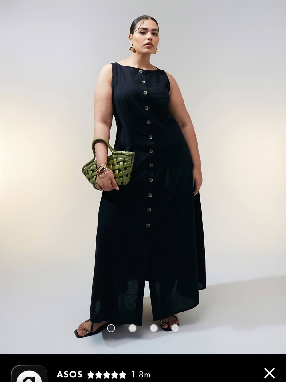 ASOS Black Sleeveless Button-Front Maxi Dress